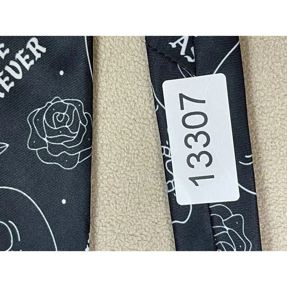 Assholes*s Live Forever Tie Black Skull Roses Sword‎ Adult
